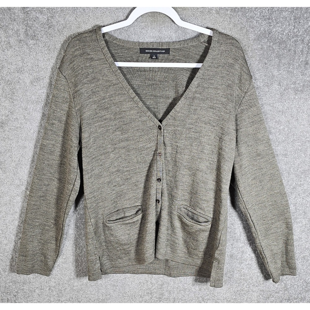 Design Collective Cardigan Sweater Womens Medium Brown Mocha Pockets Long Sleeve
